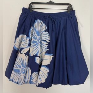 NWT Maeve Anthropologie Bubble It Up Skirt Blue Floral Tropical Size XL